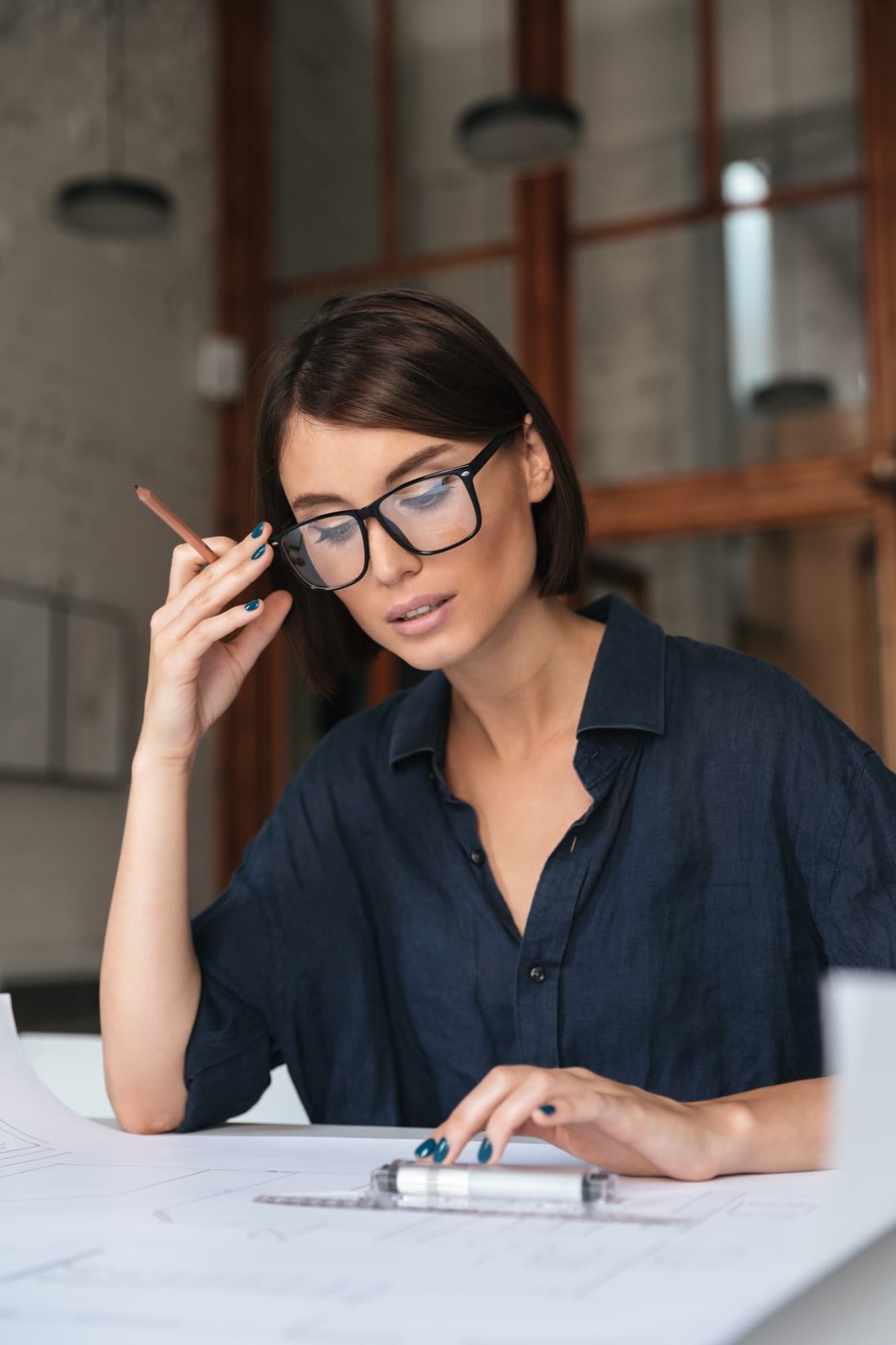 Business advisor reviewing financial documents